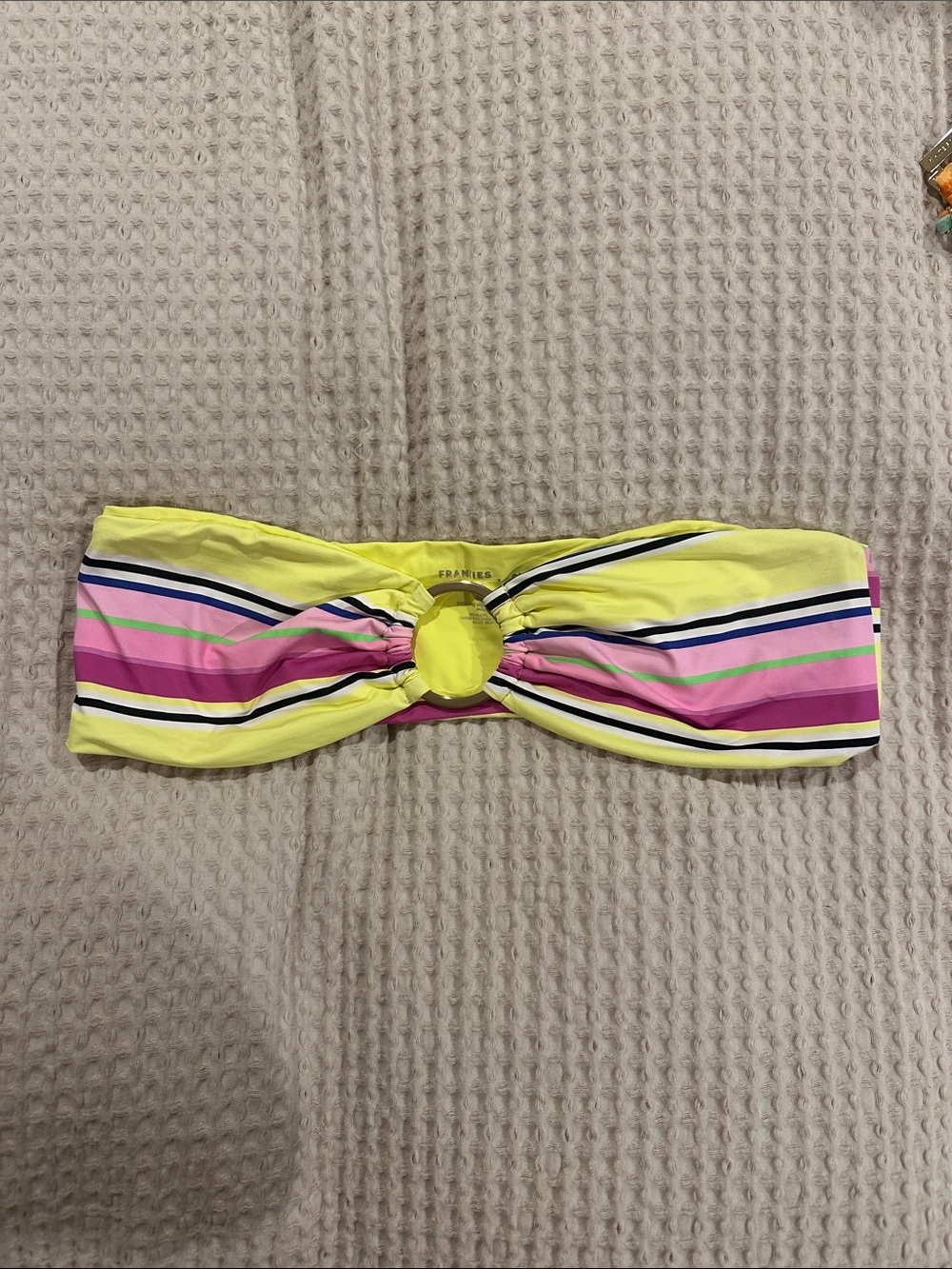 Frankie’s Bikinis Striped Bandeau Swim top